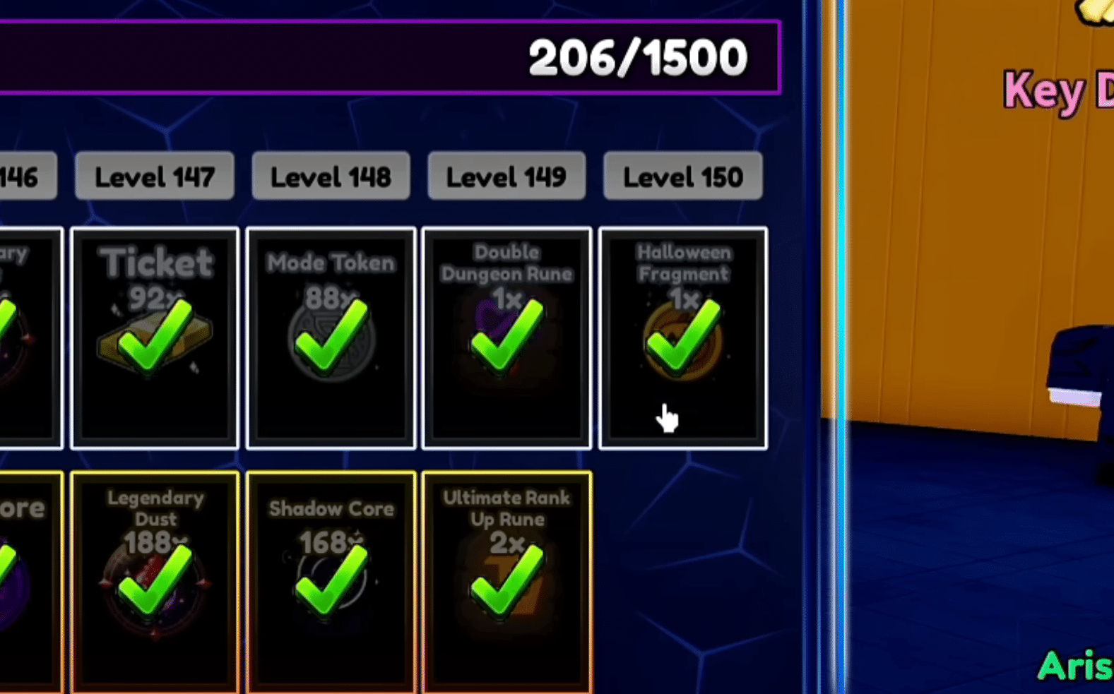 Level 150 Halloween Fragment Arise Crossover