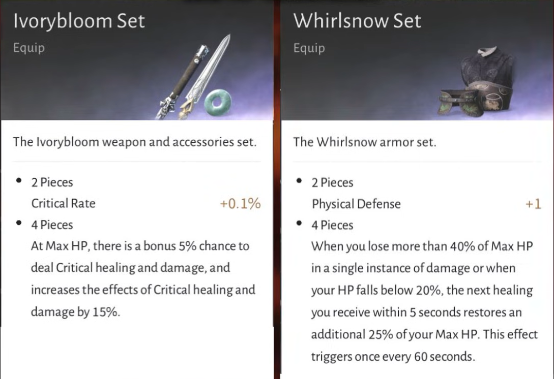 Ivorybloom Set & Whirlsnow Set Where Winds Meet