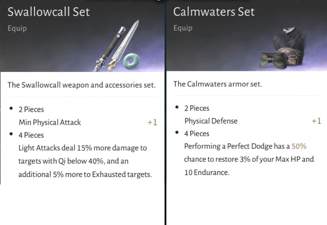 Swallowcall Set & Calmwaters Set Where Winds Meet