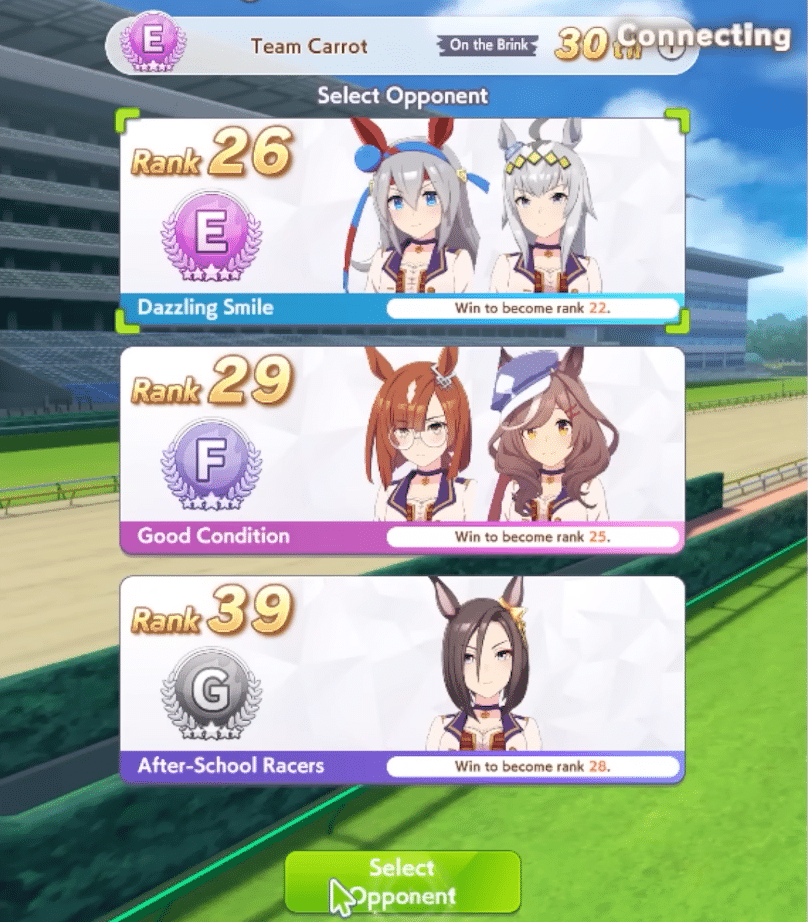Rank select opponent Umamusume: Pretty Derby