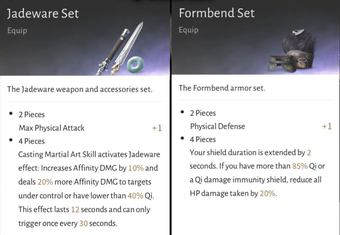 Jadeware Set & Formbend Set Where Winds Meet