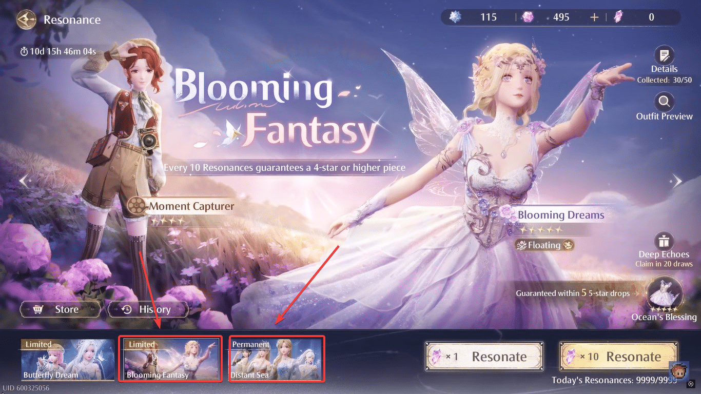 Permanent and limited time banners in infinity Nikki