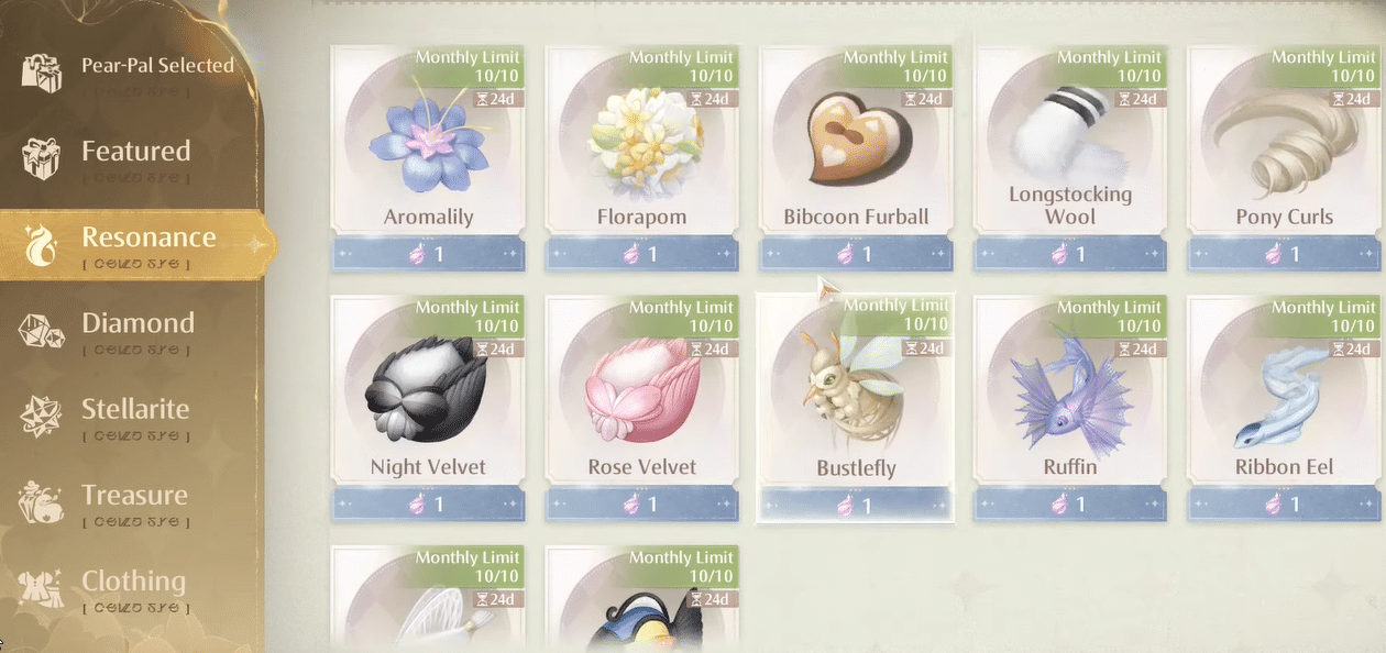 Items in Infinity Nikki