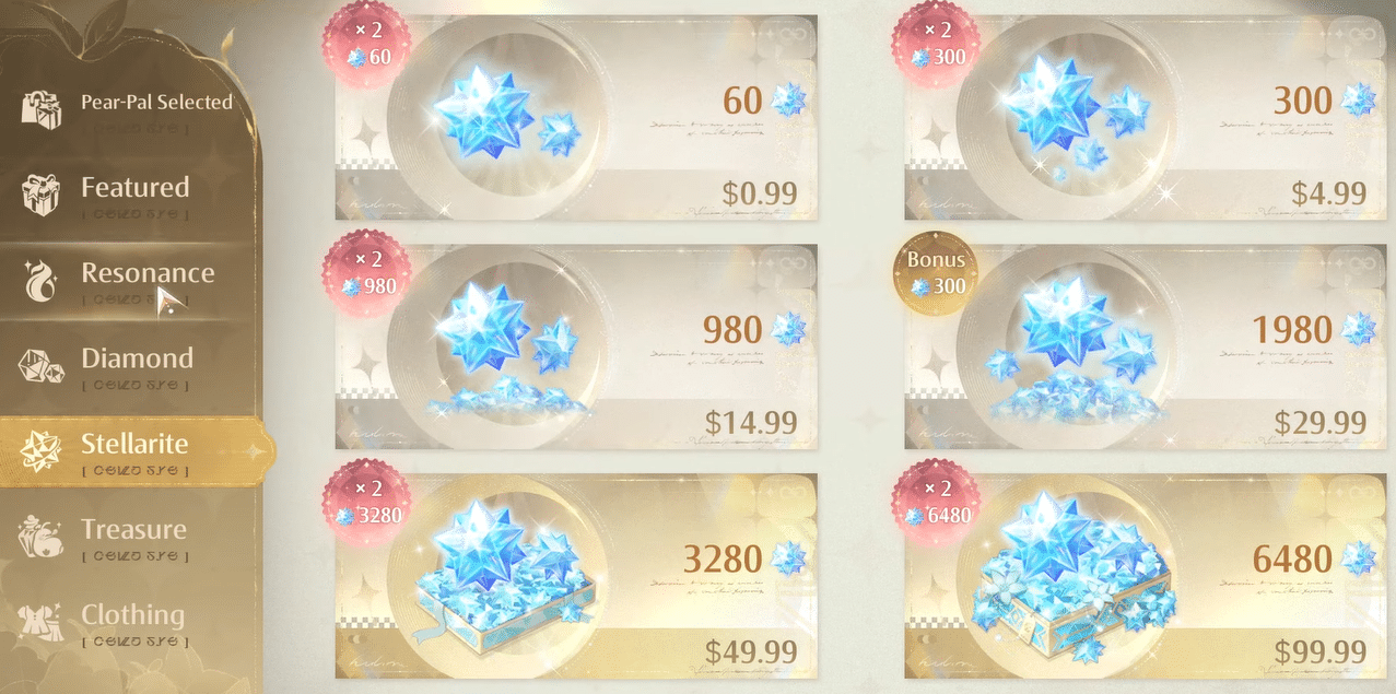 Diamonds for banners in Infinity Nikki